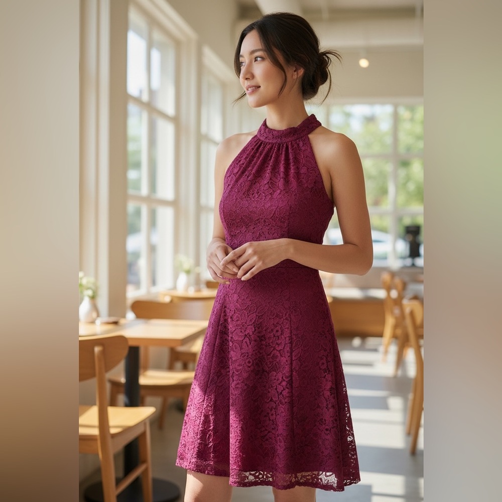 American Living Lace Halter Neck Dress Size 12 NWT | Romantic Detail